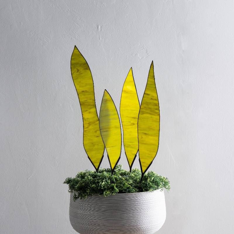 Stained Glass Leaf-Shaped Stakes - Snake Plant